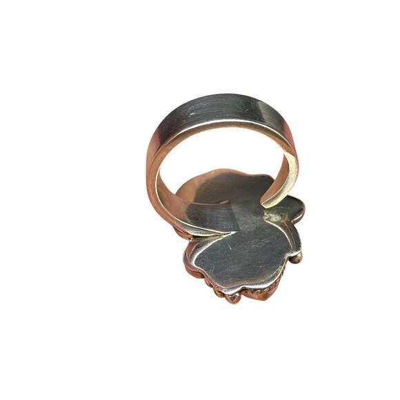 Purple Copper Turquoise Ring Solid 925 Sterling Silver Adjustable 6.5 7 7.5 8 - Picture 8 of 11